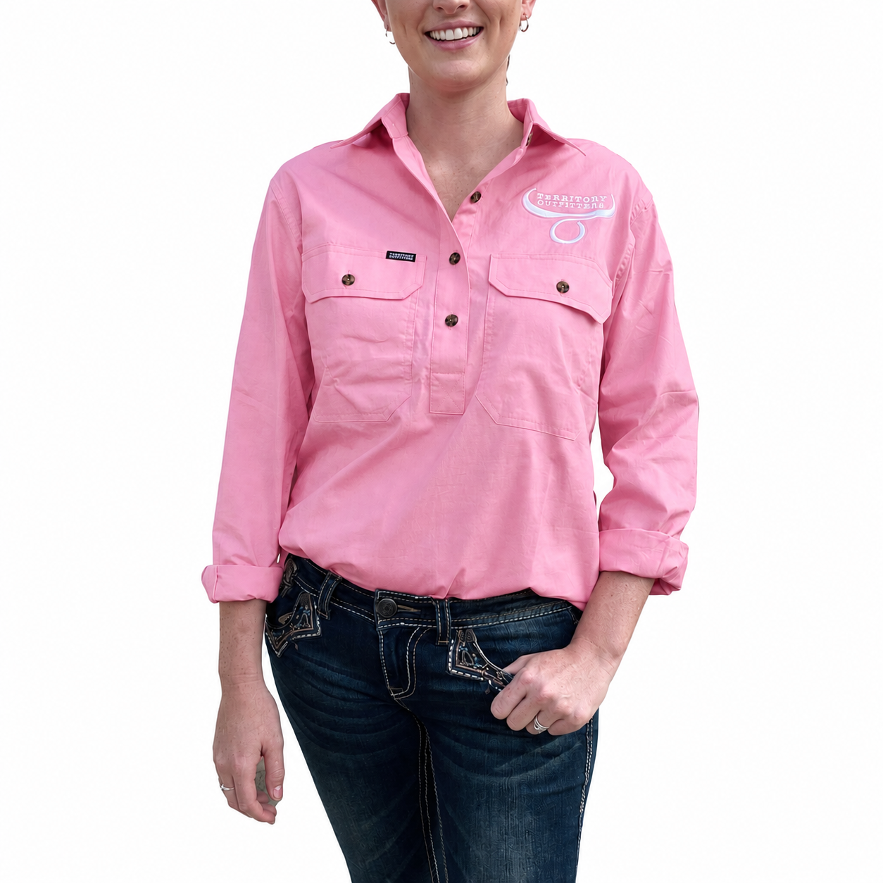 Womens long sleeve work shirt - Light Pink