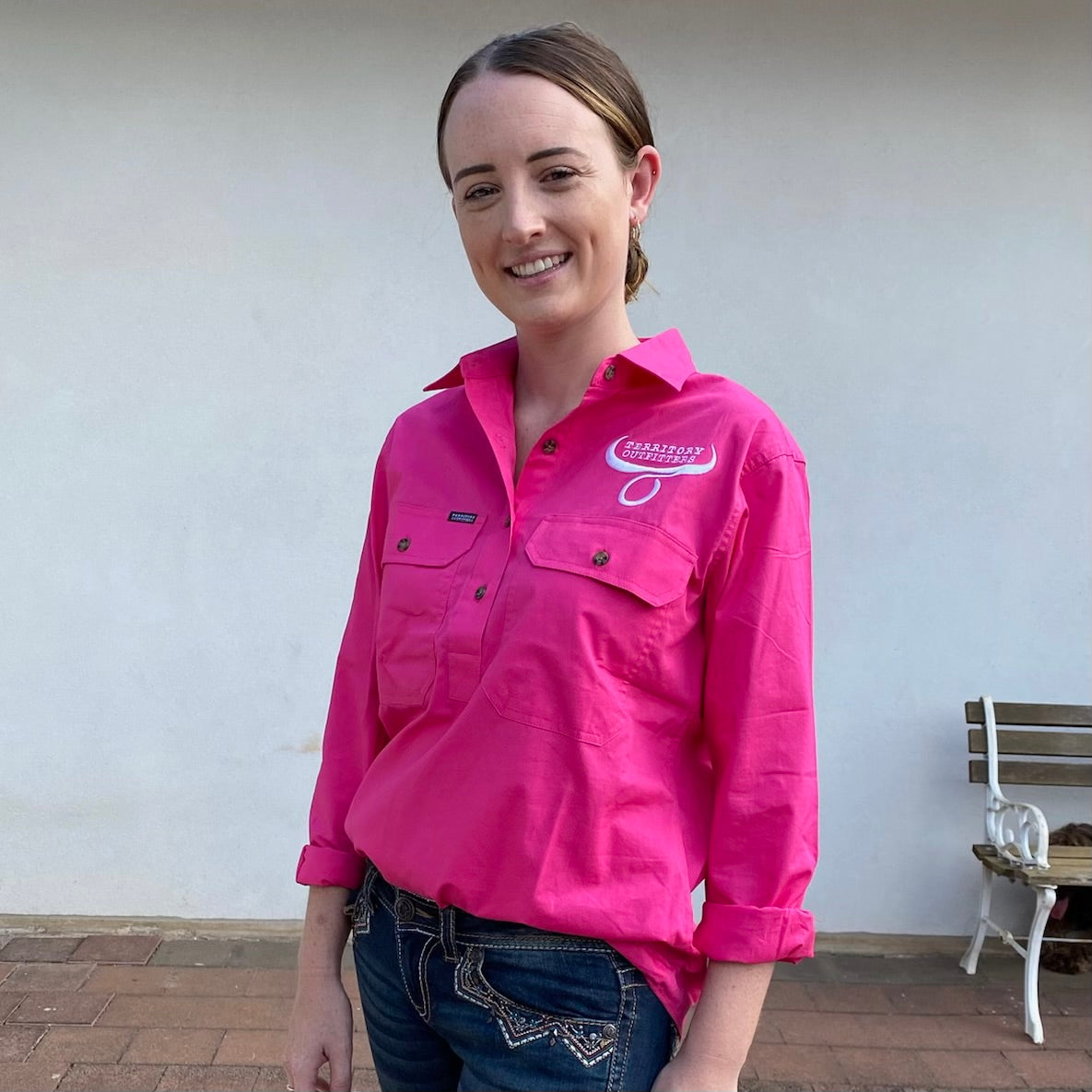 Womens Long Sleeve Work Shirt Light Blue Territory Outfitters womens-long-sleeve-work-shirt-light-blue-territory-outfitters