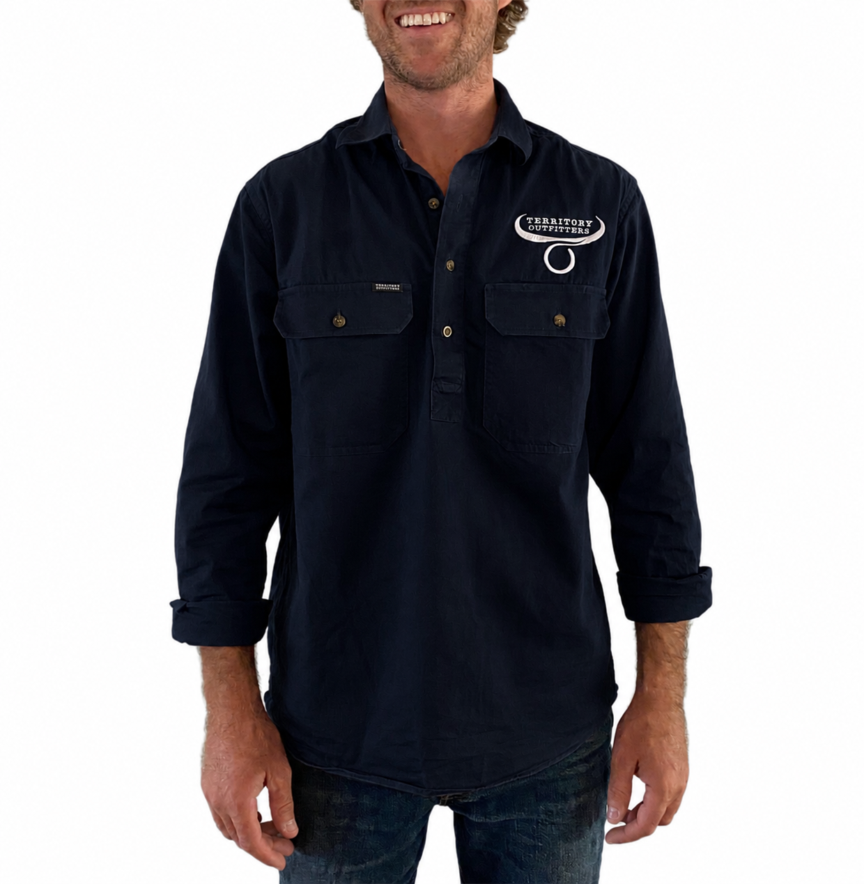 Mens long sleeve work shirt - Navy Blue