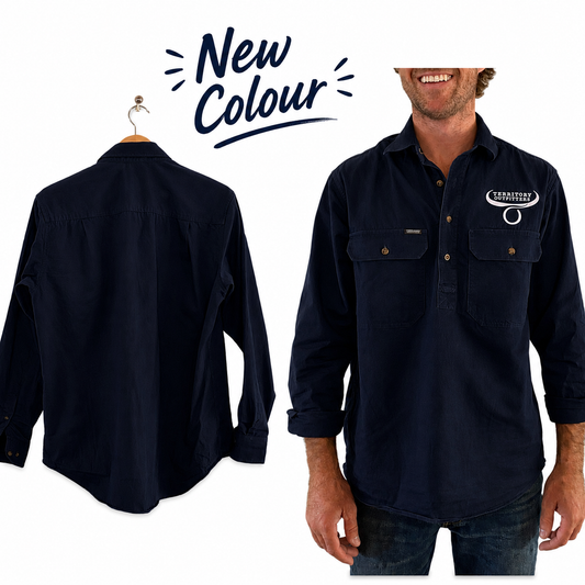Mens long sleeve work shirt - Navy Blue
