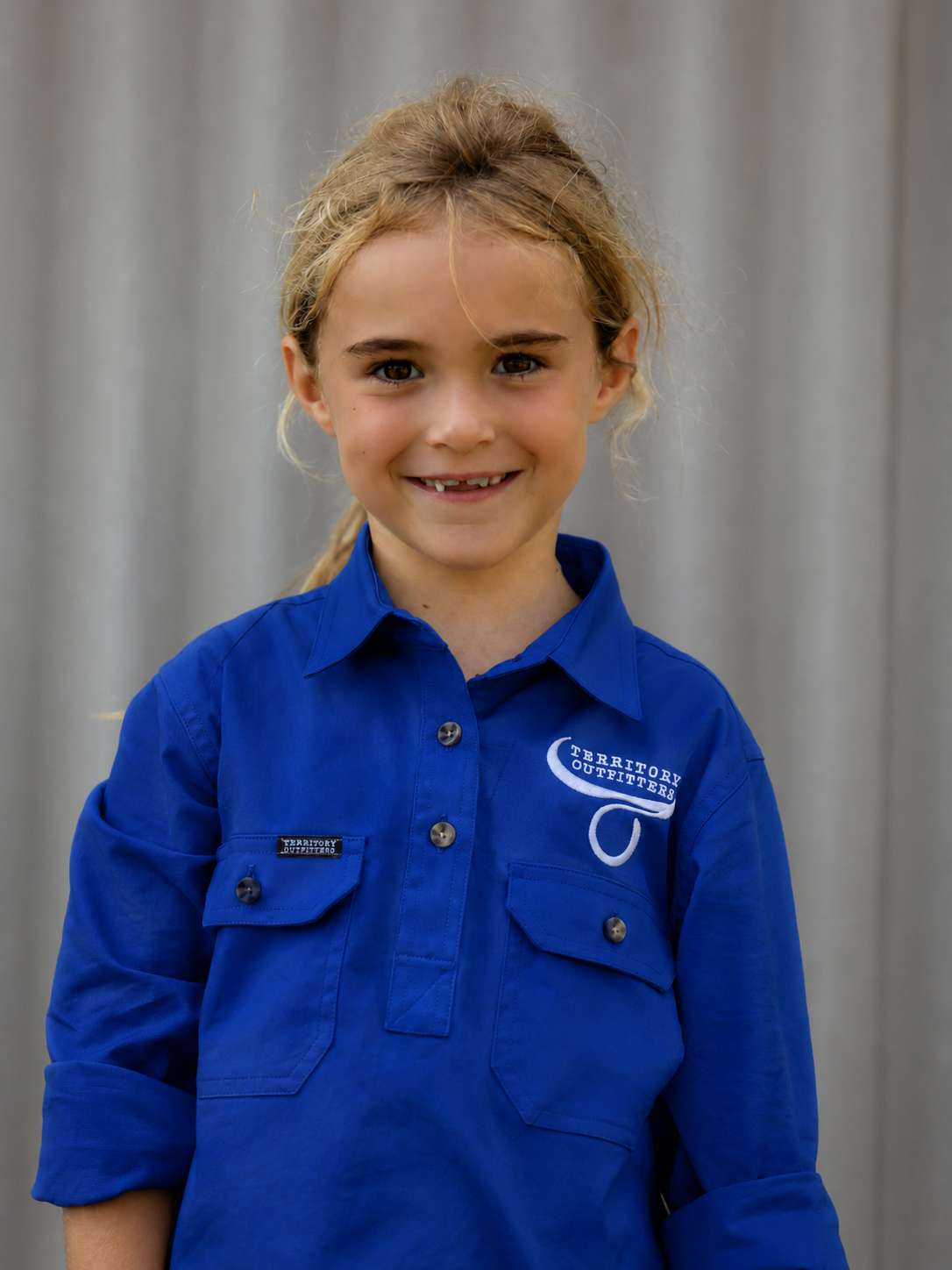 Kids long sleeve work shirt - Blue