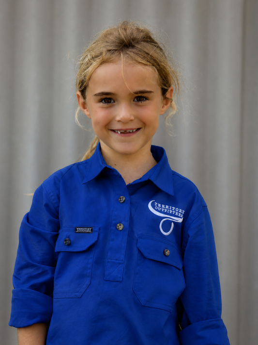 Kids long sleeve work shirt - Blue