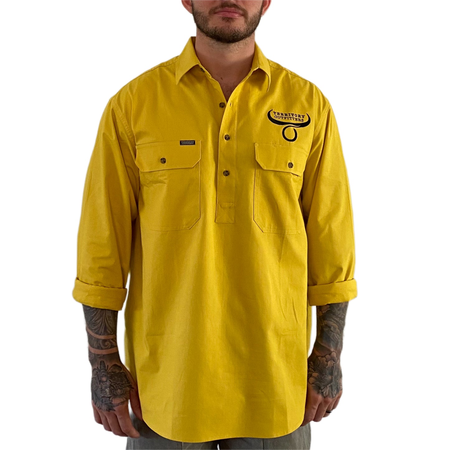 Mens long sleeve work shirt - Yellow