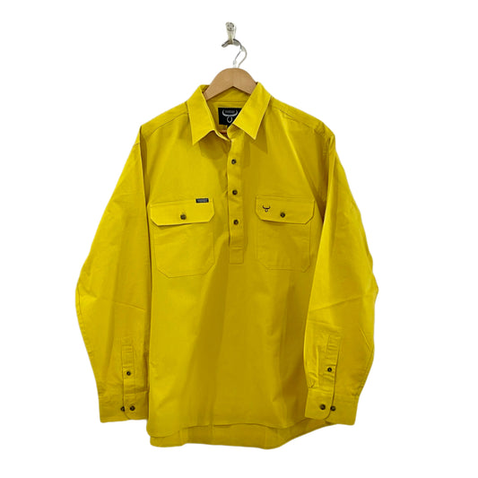 Mens long sleeve work shirt, no logo - Yellow