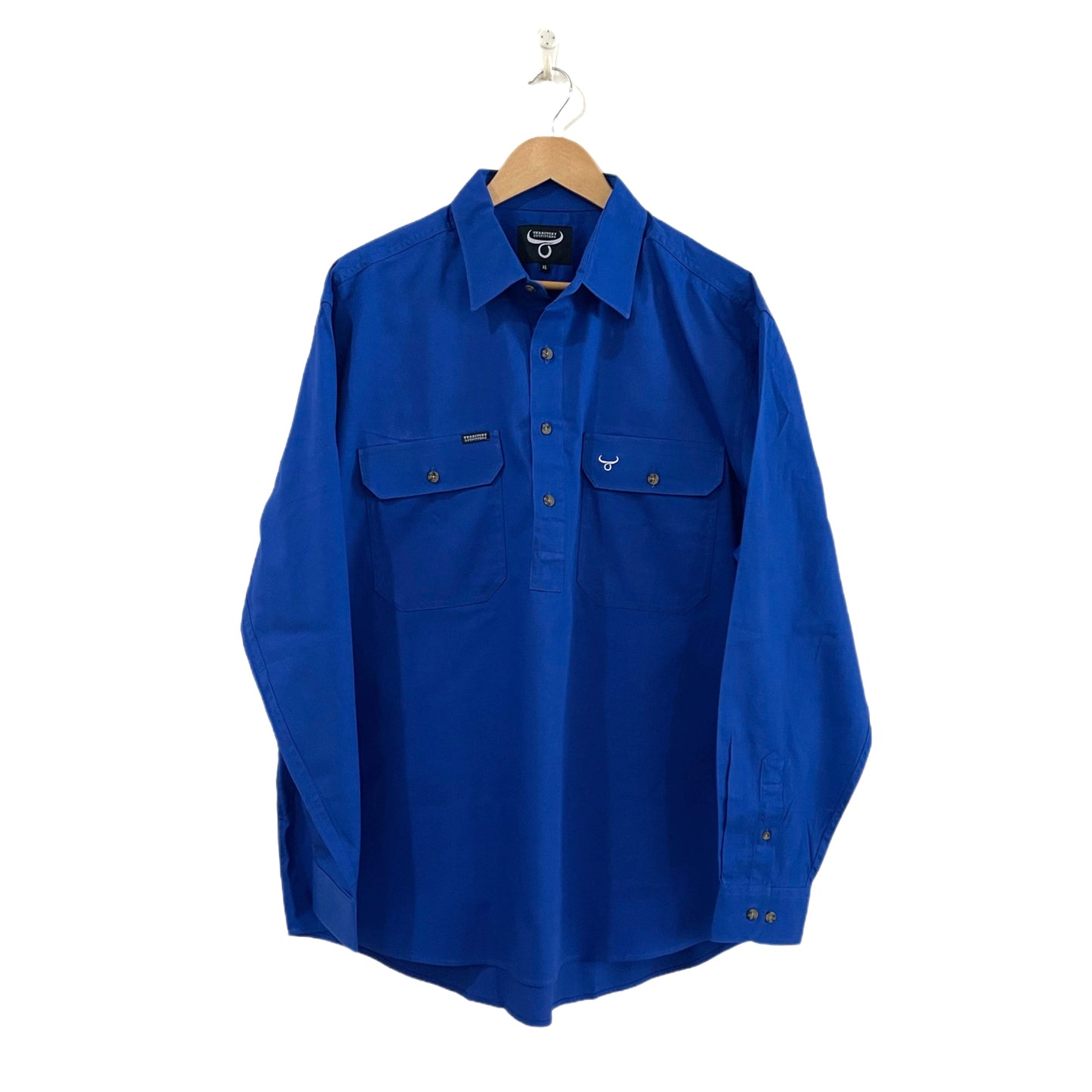 Mens long sleeve work shirt, no logo - Blue