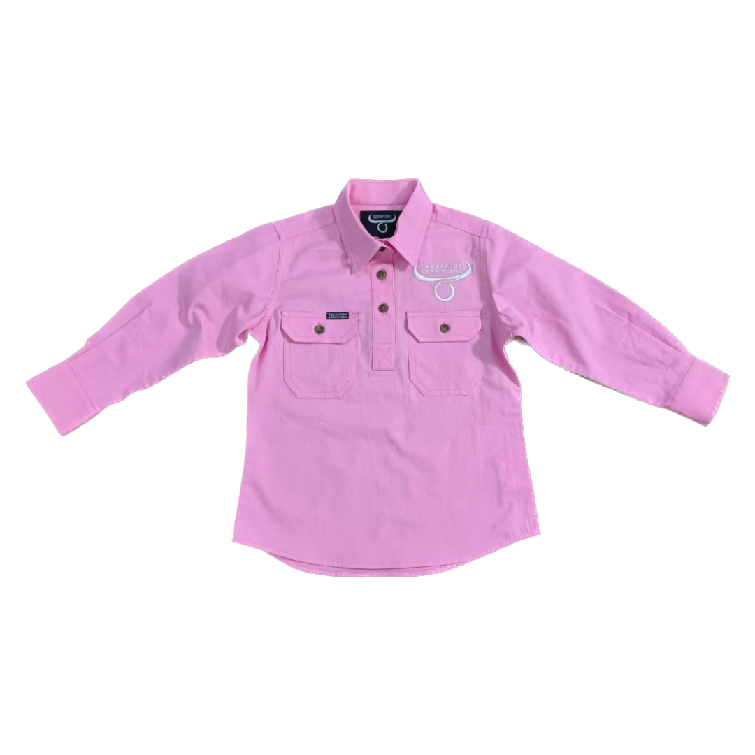 Kids long sleeve work shirt - Light Pink