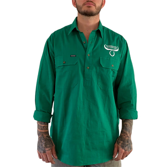 Mens long sleeve work shirt - Forest Green