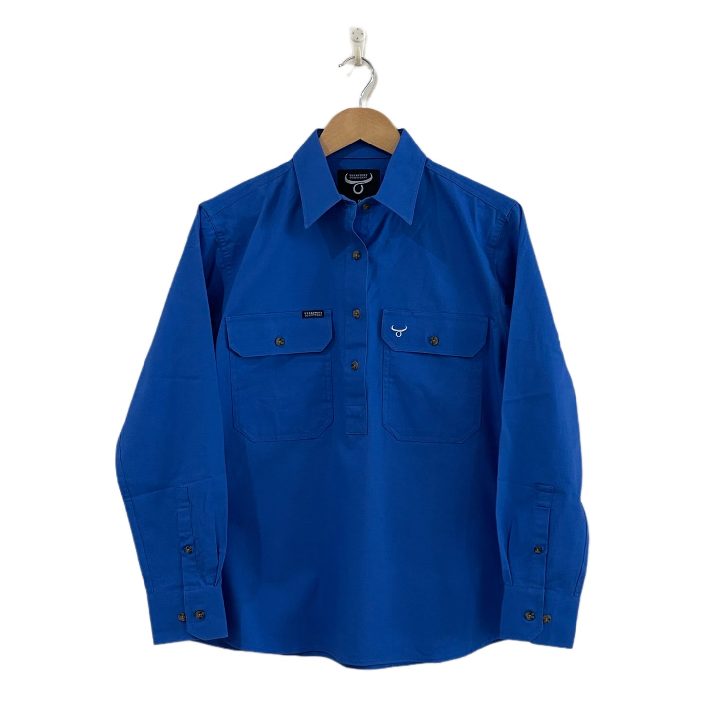 Womens long sleeve work shirt, no logo - Blue