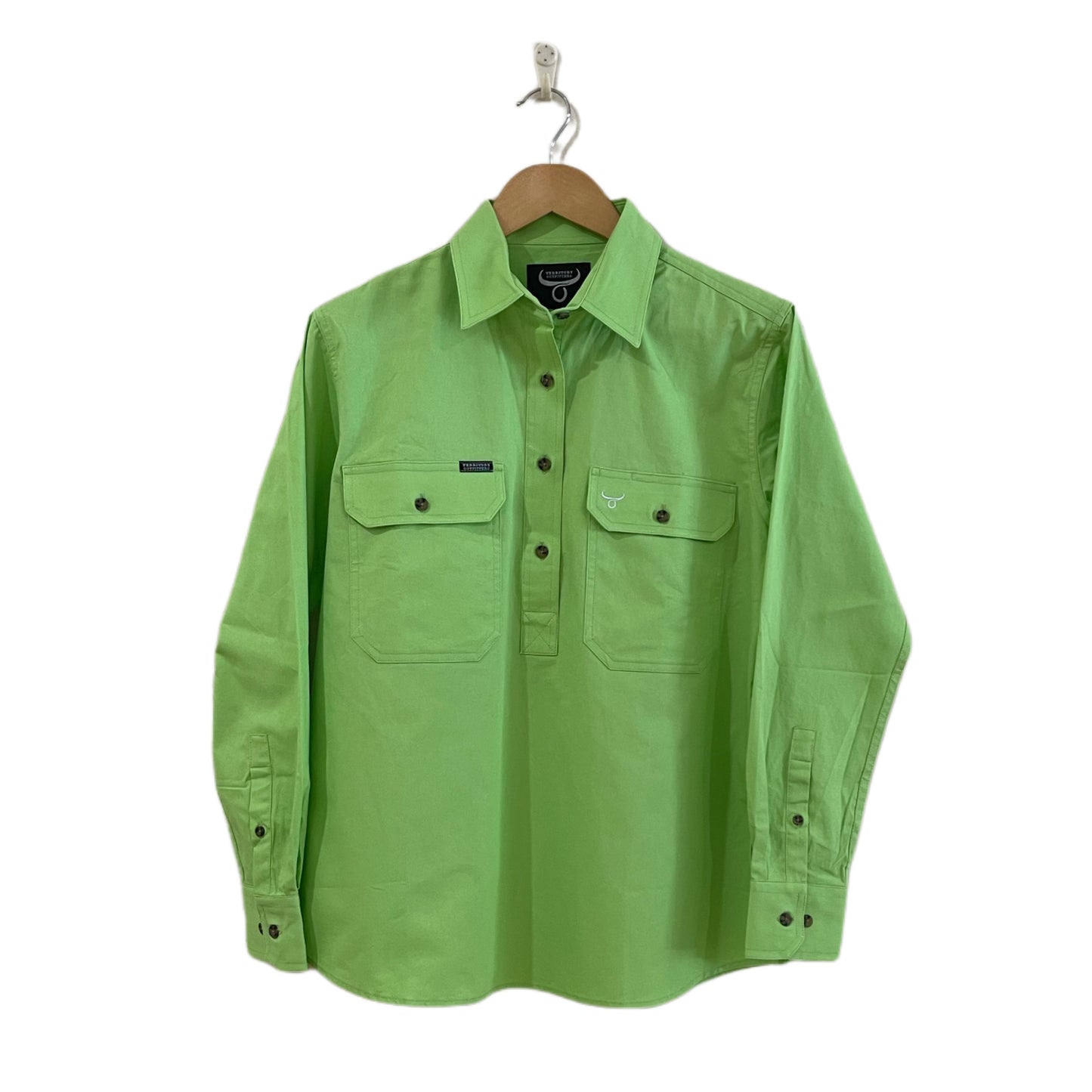 Womens long sleeve work shirt, no logo - Lime Green