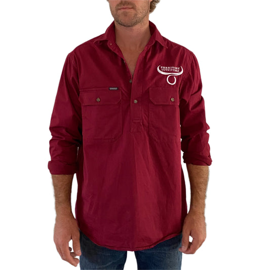 Mens long sleeve work shirt - Burgundy