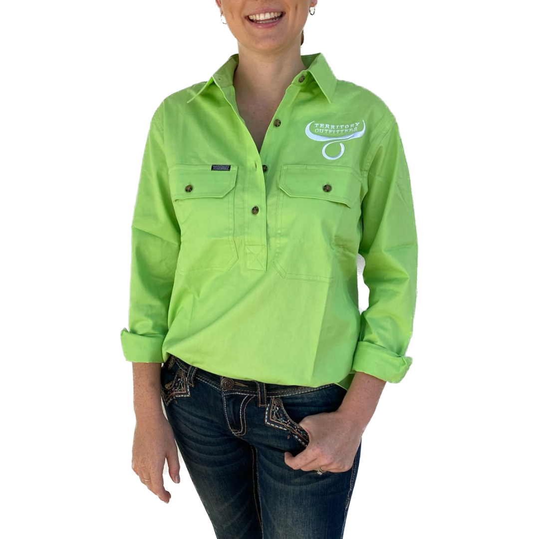 Womens long sleeve work shirt - Lime Green