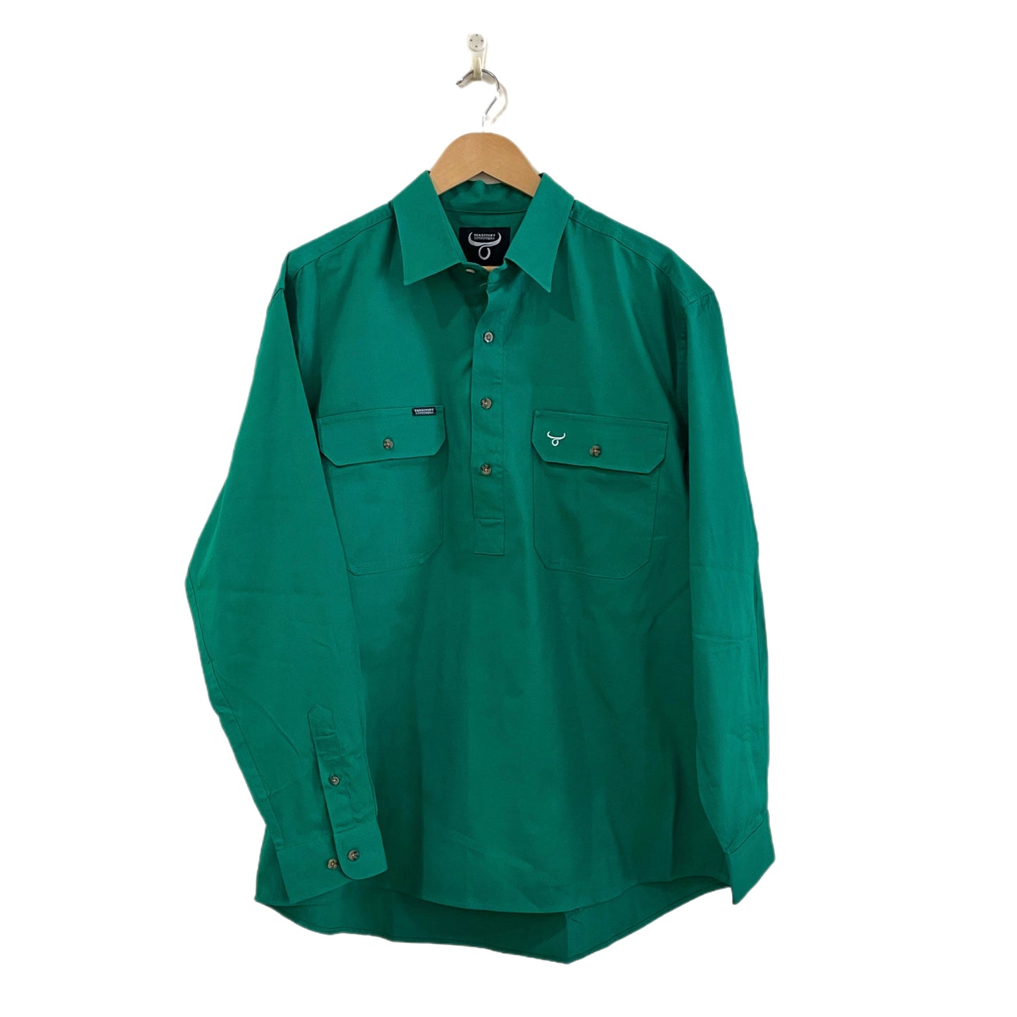 Mens long sleeve work shirt, no logo - Forest Green