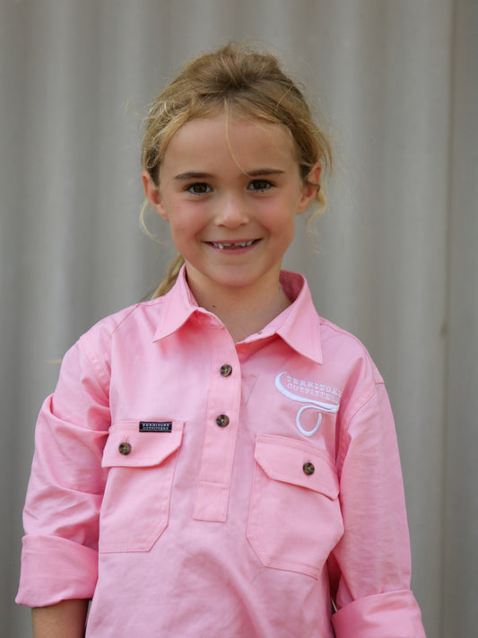 Kids long sleeve work shirt - Light Pink