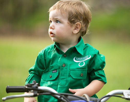 Kids long sleeve work shirt - Forest Green